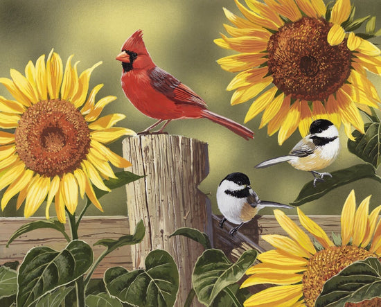 DAVID TEXTILES SUNFLOWERS & BIRDS PANEL