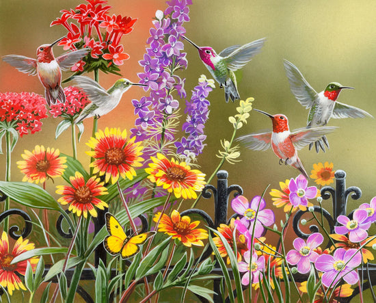 DAVID TEXTILES HUMMING BIRDS AND FALL PANEL