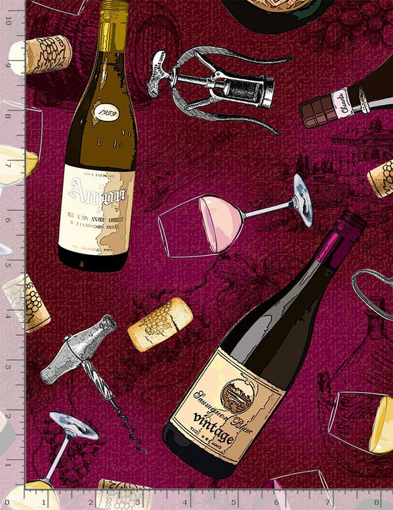 Timeless Treasures Wine Tossed Wine Bottles