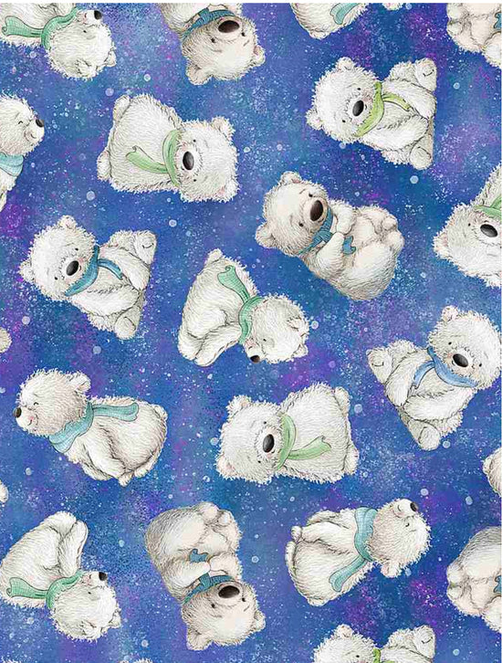 Timeless Treasures Bunnies Tossed Polar Bear