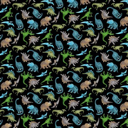 Timeless Treasures Black Mini Dinosaurs