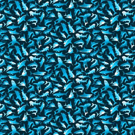 Timeless Treasures Navy Mini Sharks