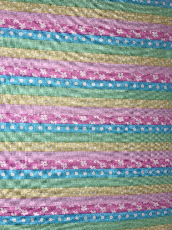 Nursery  Cotton Flower Stripe Pink