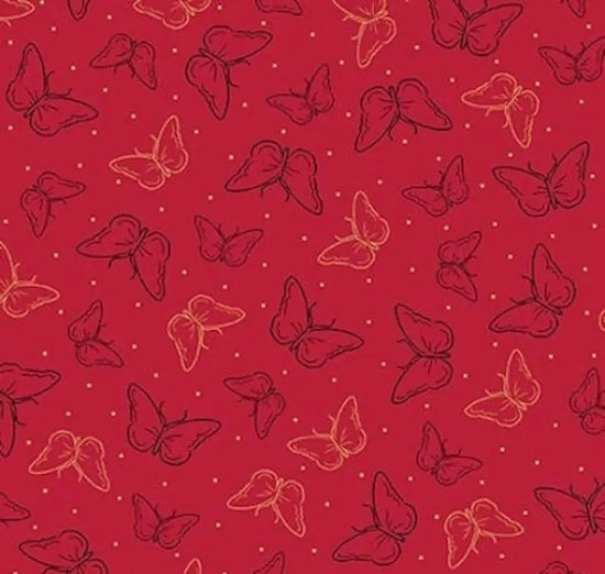Quilting Treasures Yoriko Dependable Red Butterflies