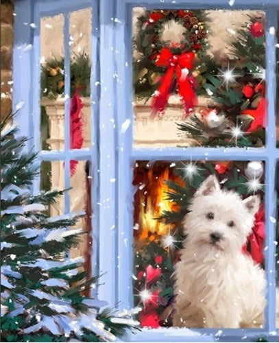 WINDHAM FABRICS DOG AT WINDOW PANEL