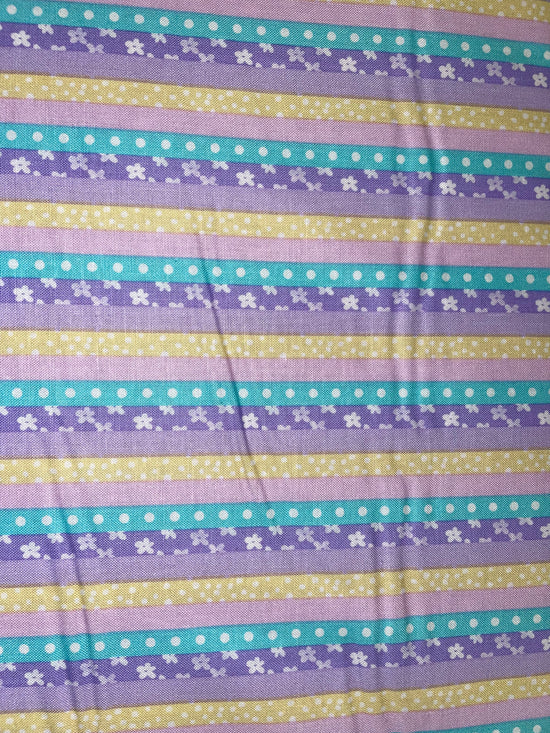 Nursery Cotton Flower Stripe Purple