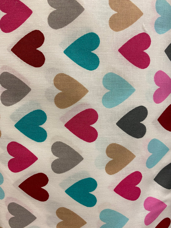 Foust Textiles 56" Hearts on White
