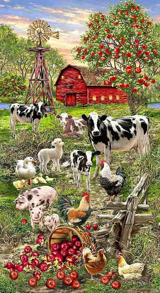 Timeless Treasures  Animals on the Farm 24" Panel