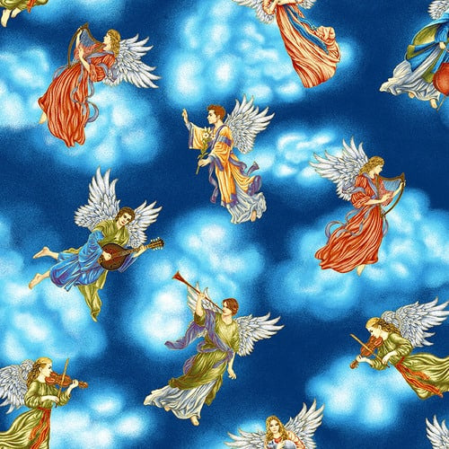 Henry Glass Silent Night Metallic Tossed Angels