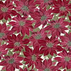 Timeless Treasures Holiday Red Poinsettias Metallic
