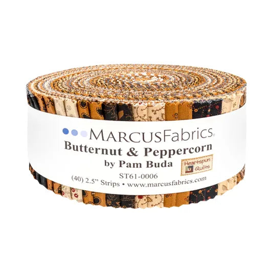 MARCUS FABRICS BUTTERNUT & PEPPERCORN BY PAM BUDA JELLY ROLL (40 2.5" STRIPS)