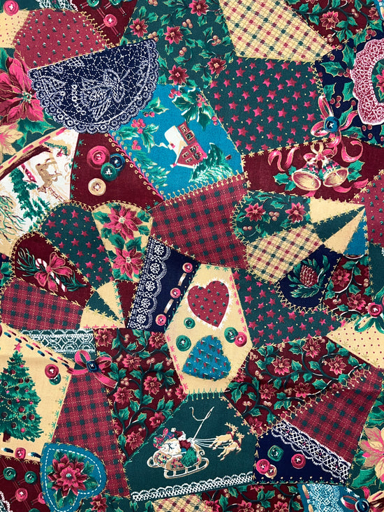 Concord Fabrics Xmas Crazy Quilt Burgundy