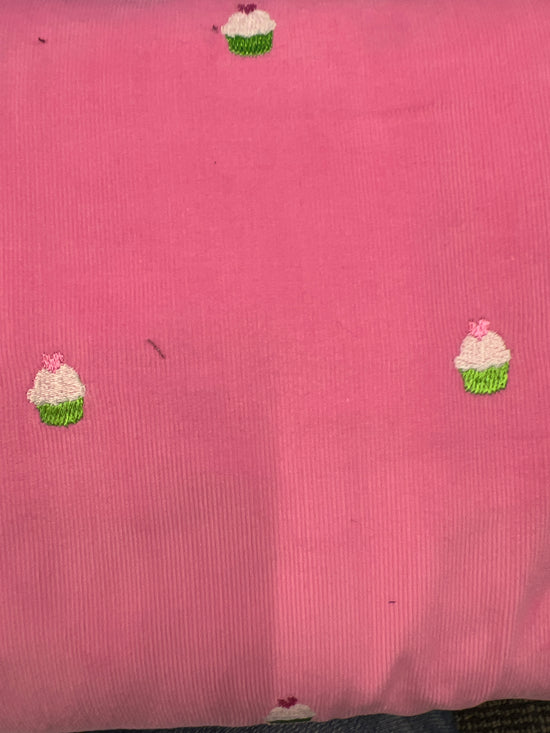 Foust Textile Corduroy Light Pink with Cupcakes
